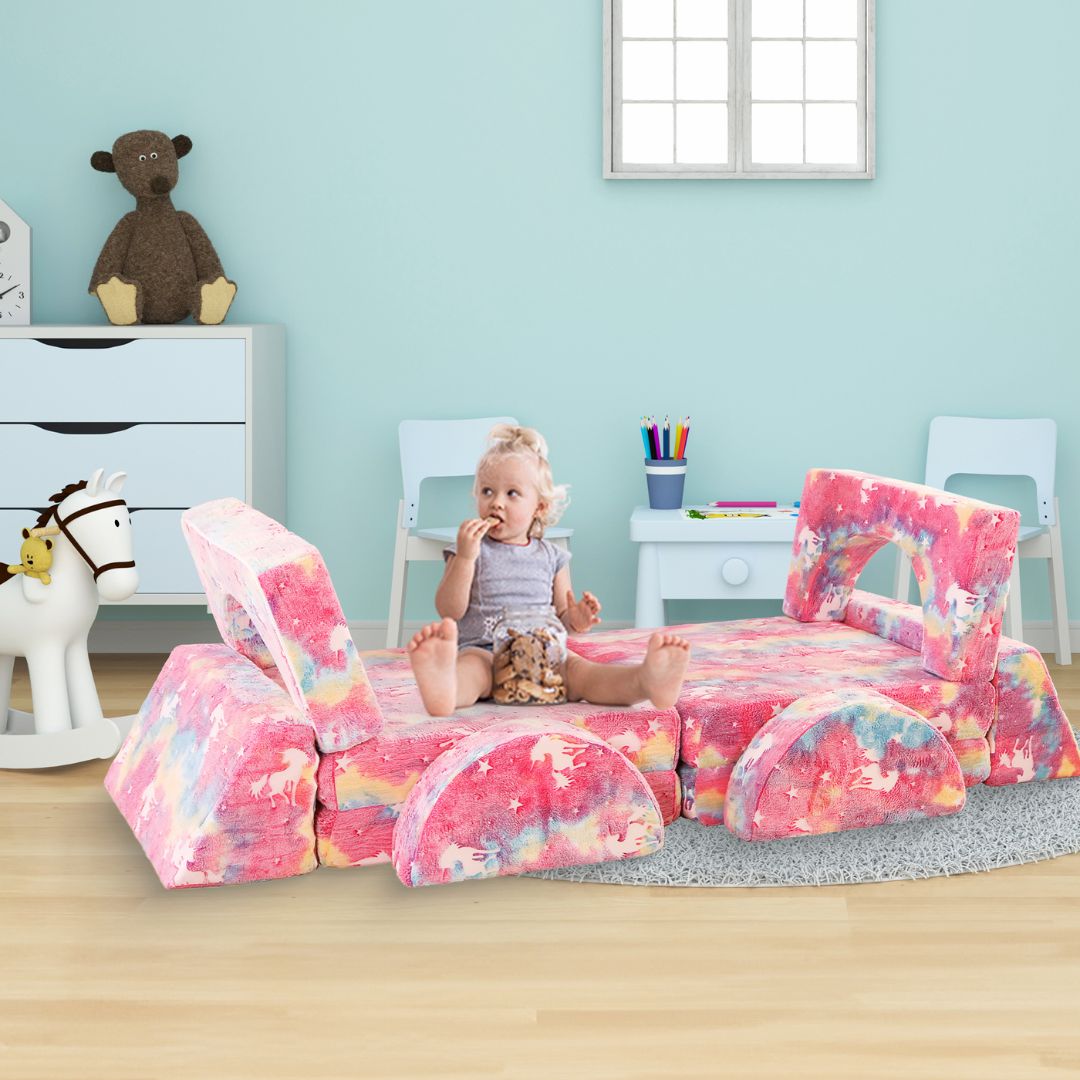 Spielcouch-Sofa für Kinder – 10-teiliges Set für Schlaf- und Spielbereich - KomfortKissen.de