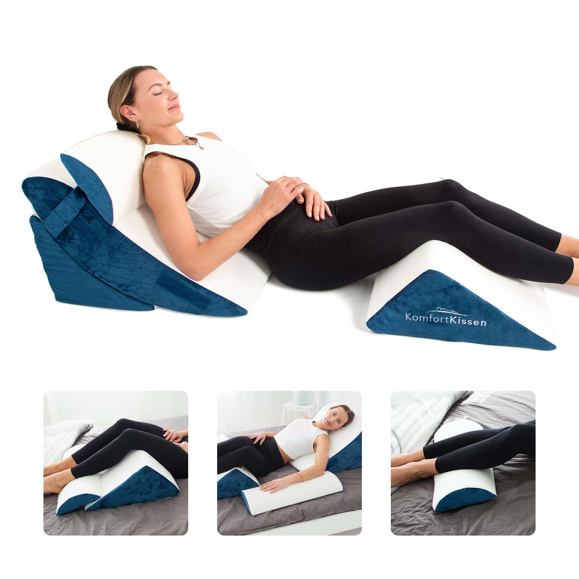 4-in-1 Ergonomisches Keilkissen – für Rücken, Beine, Knie und Nacken