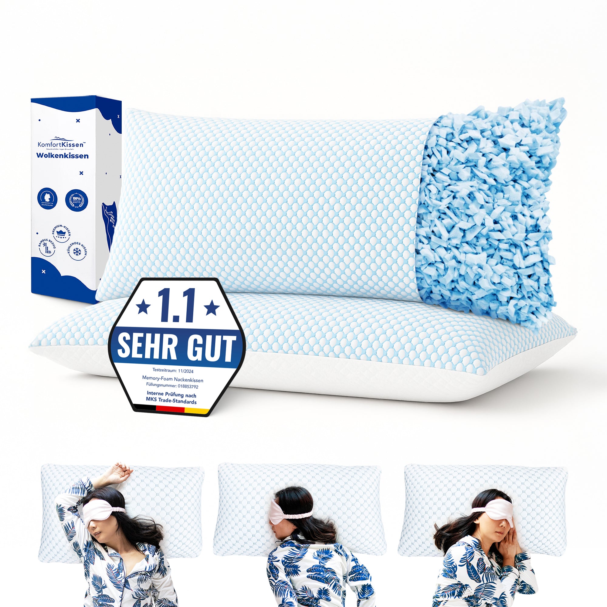 Ergonomisches Wolkenkissen – weiches Kissen für Rücken-, Seiten- und Bauchschläfer