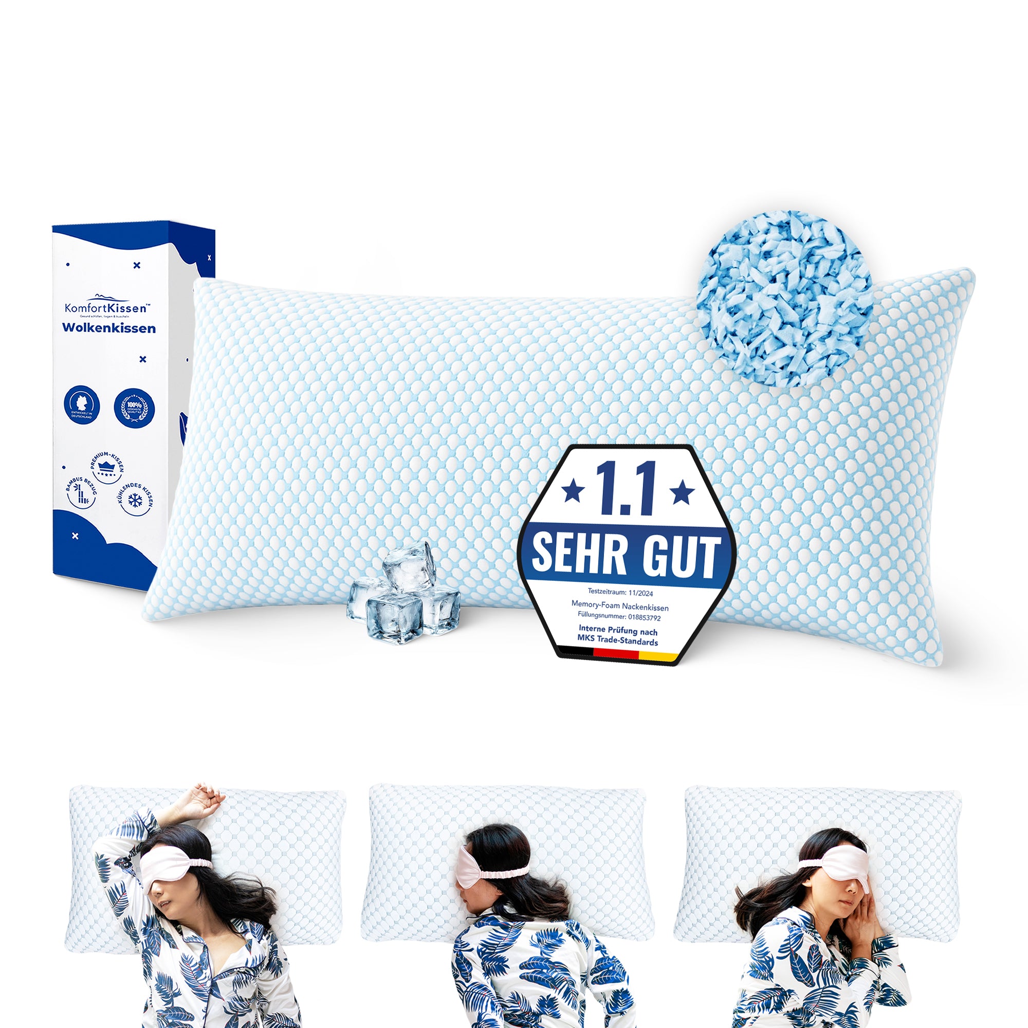 Ergonomisches Wolkenkissen – weiches Kissen für Rücken-, Seiten- und Bauchschläfer
