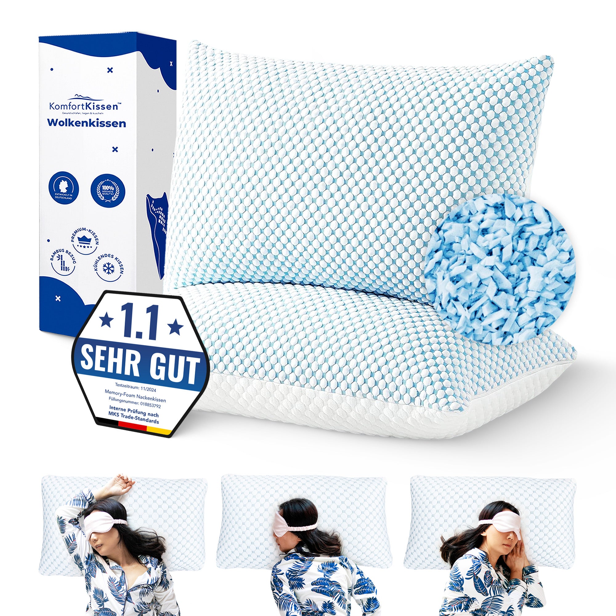 Ergonomisches Wolkenkissen – weiches Kissen für Rücken-, Seiten- und Bauchschläfer