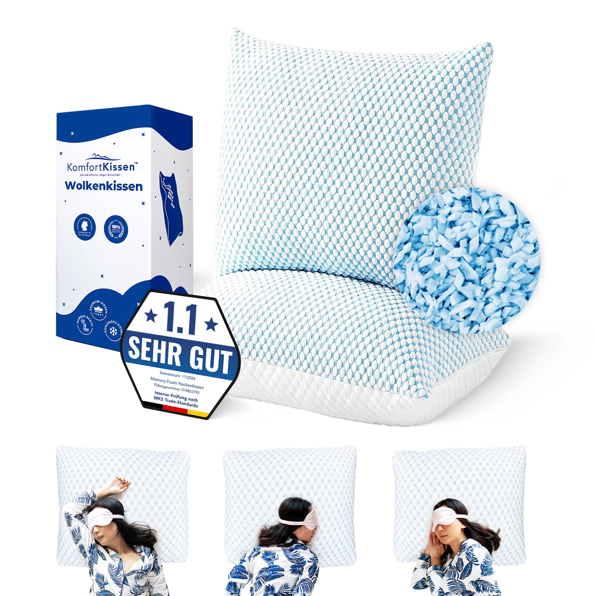 Ergonomisches Wolkenkissen – weiches Kissen für Rücken-, Seiten- und Bauchschläfer