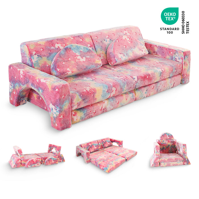 Spielcouch für Kinder – 10-teiliges Sofa-Set für Schlafen und Spielen