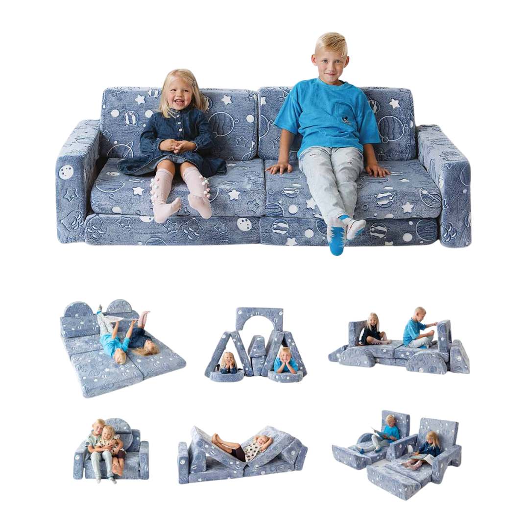 Play couch sofa for children – 10-piece set for sleeping and play area 