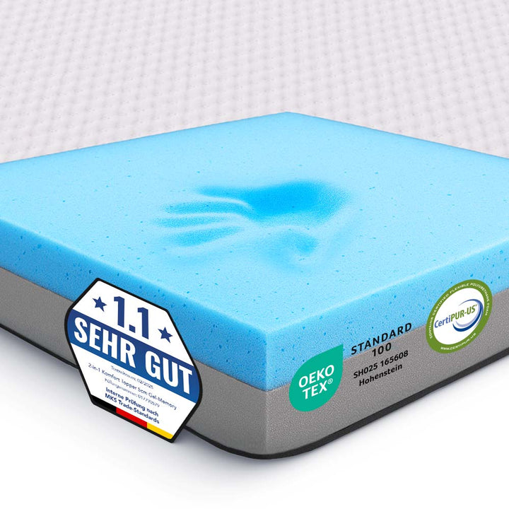2-in-1 Comfort Topper - Duo Mattress Topper with Gel Memory Foam 