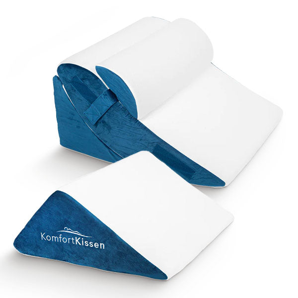 Coussin ergonomique 4-en-1 en forme de coin – Pour le dos, les jambes, les genoux et le cou 