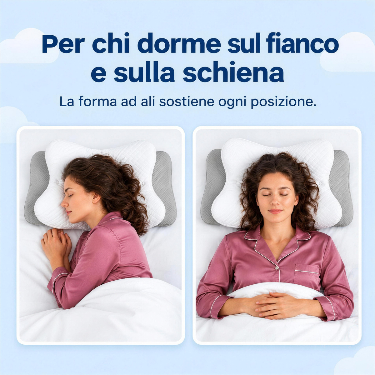 Per chi dorme sul fianco e sulla schiena – la forma ad ali sostiene ogni posizione