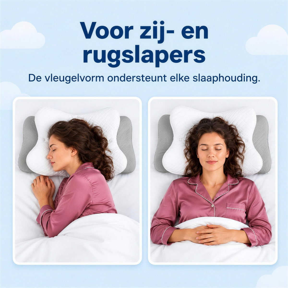 Voor zij- en rugslapers – de vleugelvorm ondersteunt elke slaaphouding