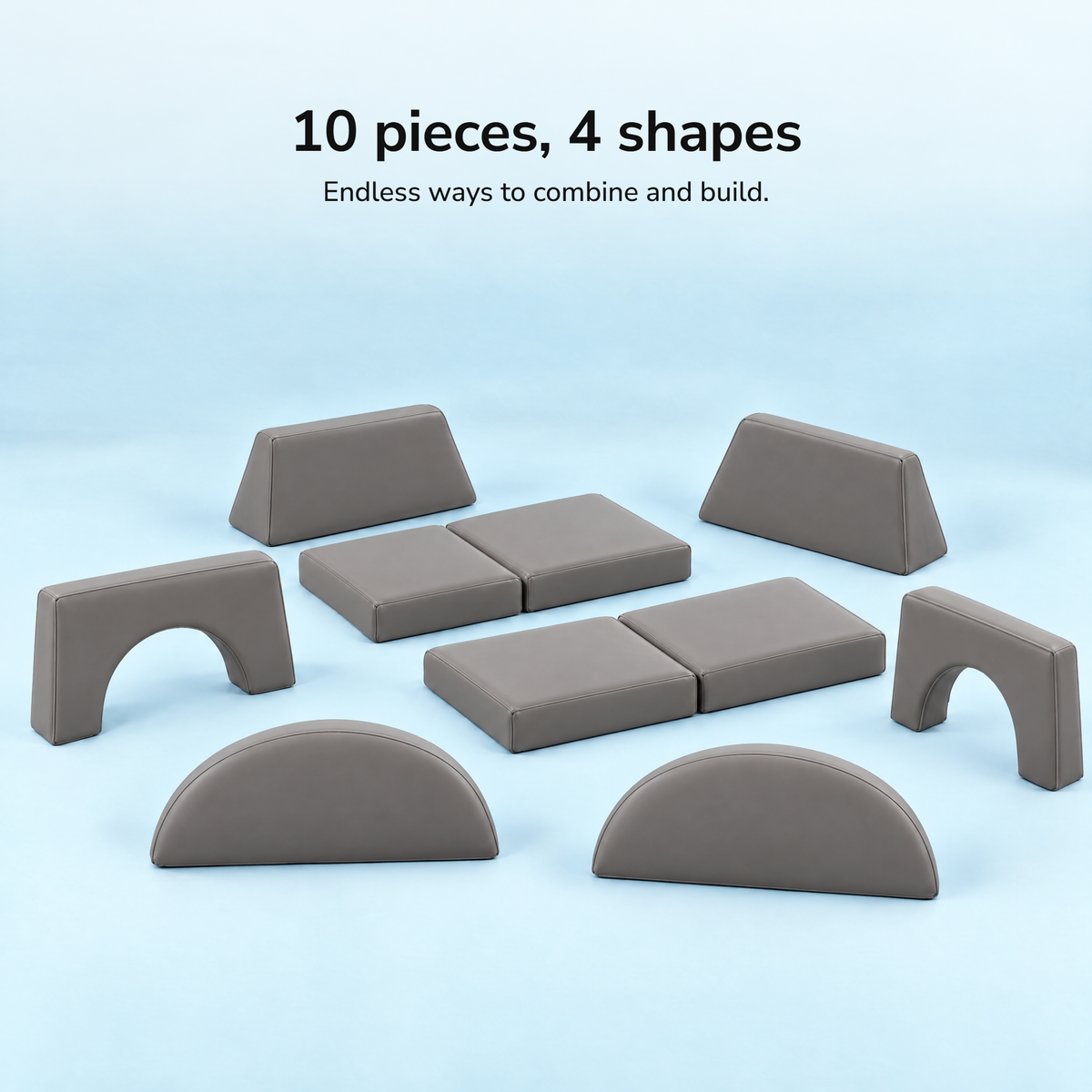 Gray · Szary · Šedá – 10 pieces, 4 shapes