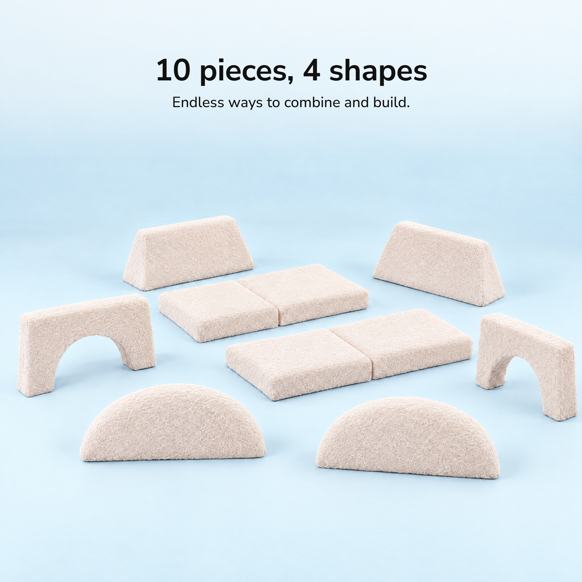 Teddy Beige · Pluszowy beż · Teddy béžová – 10 pieces, 4 shapes