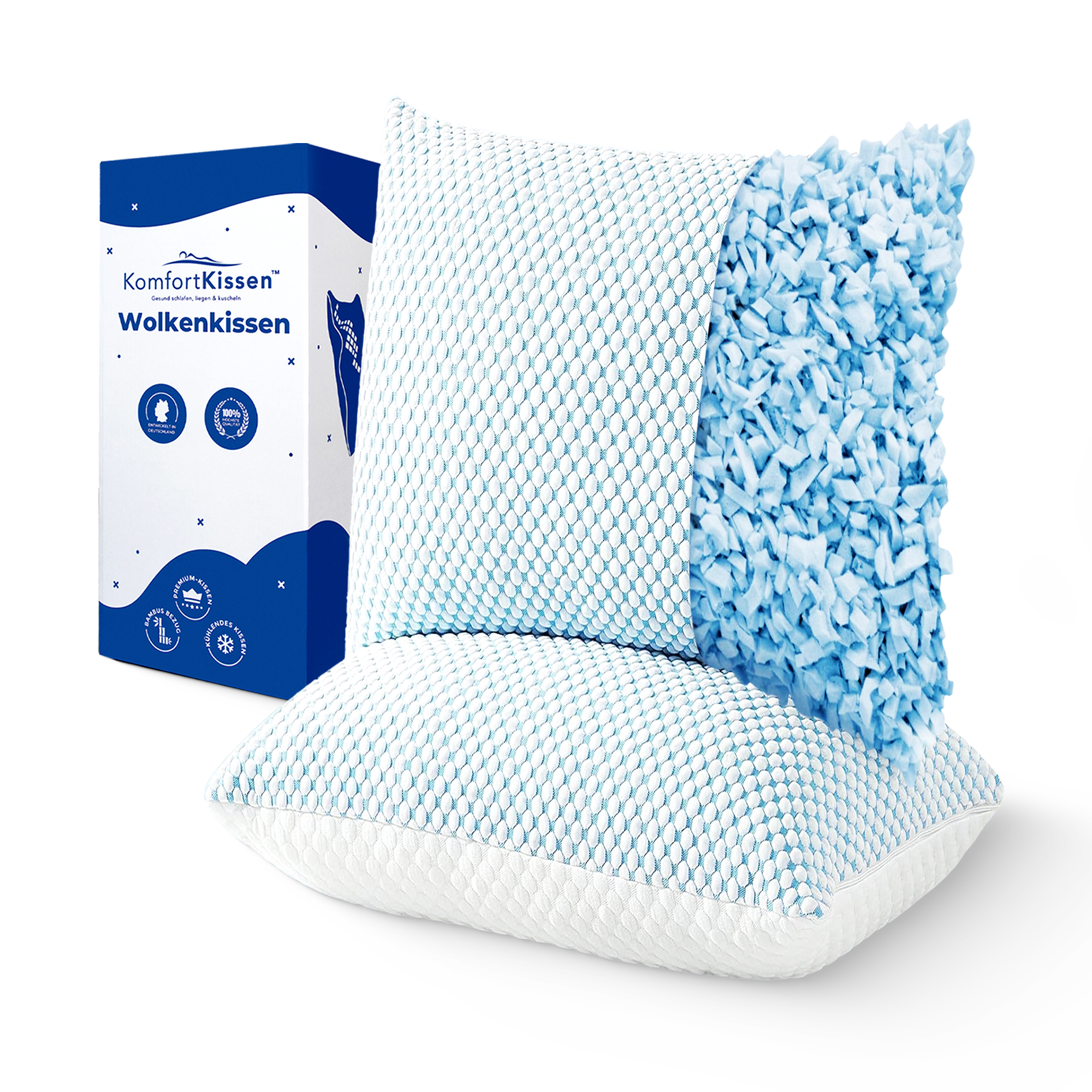 Wolkenkissen - Premium Memory Foam Kissen - Höhenverstellbares